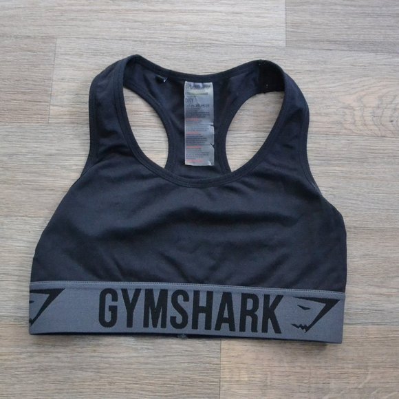Gymshark Fit Seamless Logo Black Sports Bra Size Small - Picture 1 of 3